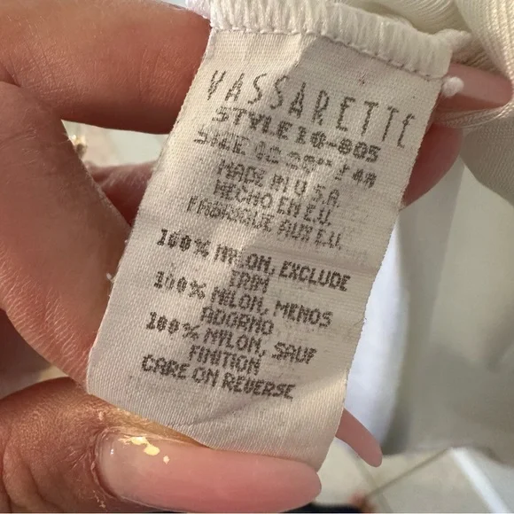 Vintage Vassarette Nylon Lace Slip Dress in White Made in USA Paper Tag, XL - Picture 5 of 10